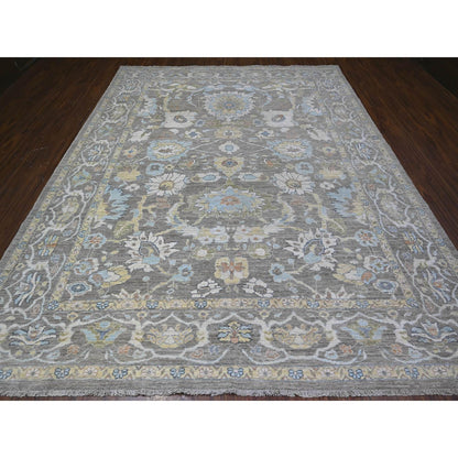 Oushak And Peshawar Wool Hand Knotted Rug Grey Gray 9.1X11.7 -O088383