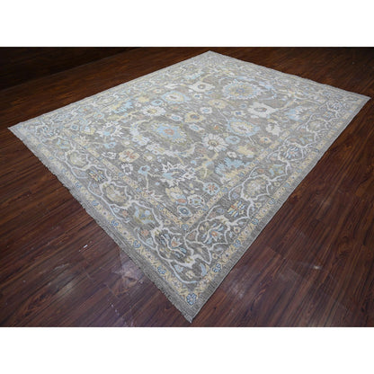 Oushak And Peshawar Wool Hand Knotted Rug Grey Gray 9.1X11.7 -O088383