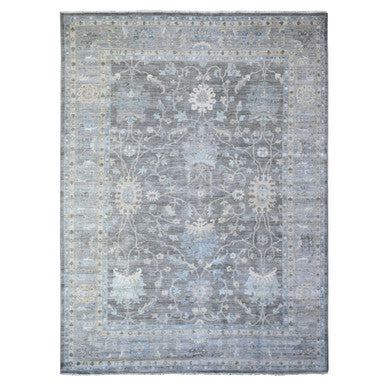 Oushak And Peshawar Wool Hand Knotted Rug Grey Gray 9.11X13.6 -O088385