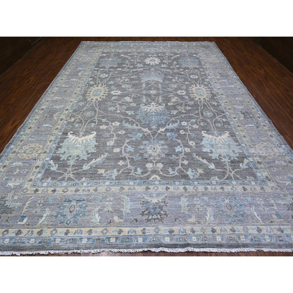 Oushak And Peshawar Wool Hand Knotted Rug Grey Gray 9.11X13.6 -O088385