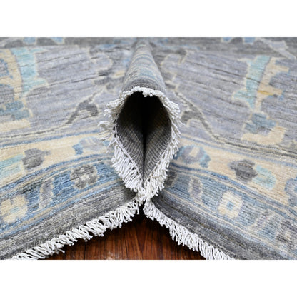 Oushak And Peshawar Wool Hand Knotted Rug Grey Gray 9.11X13.6 -O088385