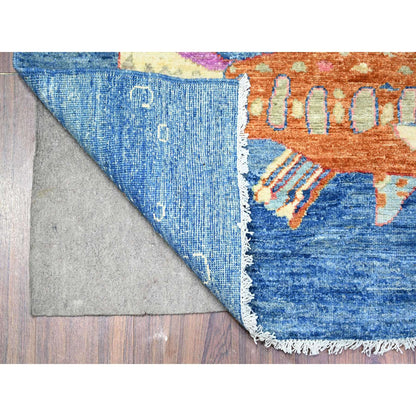 Modern and Contemporary Wool Hand Knotted Rug Blue No Border 5.10X8.10 -O088390