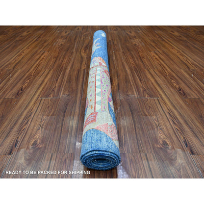 Modern and Contemporary Wool Hand Knotted Rug Blue No Border 5.10X8.10 -O088390