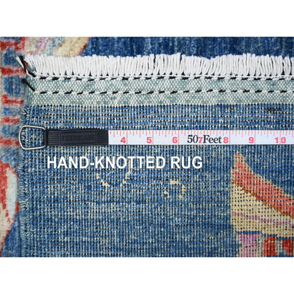 Modern and Contemporary Wool Hand Knotted Rug Blue No Border 3.11X11.7 -O088391