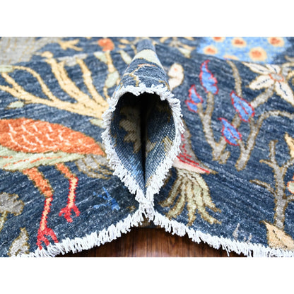 Oushak And Peshawar Wool Hand Knotted Rug Blue No Border 7.7X7.10 -O088400
