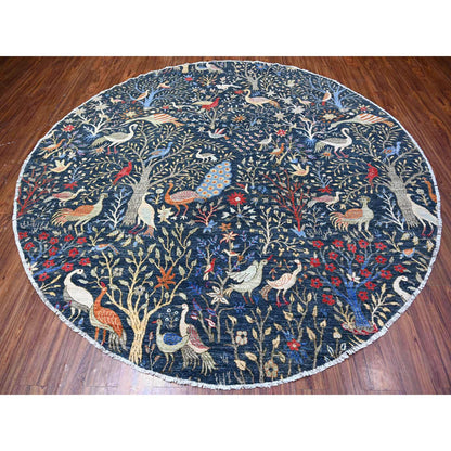 Oushak And Peshawar Wool Hand Knotted Rug Blue No Border 9.5X9.6 -O088401