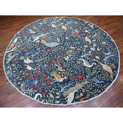 Oushak And Peshawar Wool Hand Knotted Rug Blue No Border 9.5X9.6 -O088401