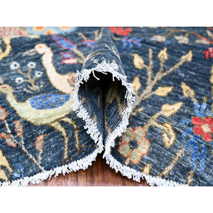 Oushak And Peshawar Wool Hand Knotted Rug Blue No Border 9.5X9.6 -O088401