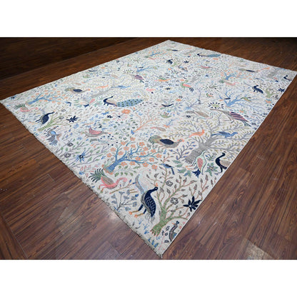 Oushak And Peshawar Wool Hand Knotted Rug Ivory No Border 10.3X13.9 -O088402