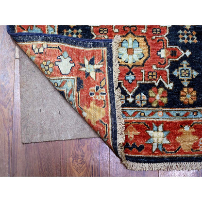 Oushak And Peshawar Wool Hand Knotted Rug Blue Barn Red 2.7X11.8 -O088403