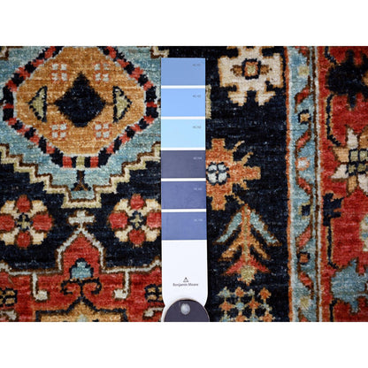 Oushak And Peshawar Wool Hand Knotted Rug Blue Barn Red 2.7X11.8 -O088403
