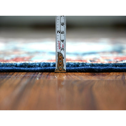 Oushak And Peshawar Wool Hand Knotted Rug Blue Barn Red 2.7X11.8 -O088403