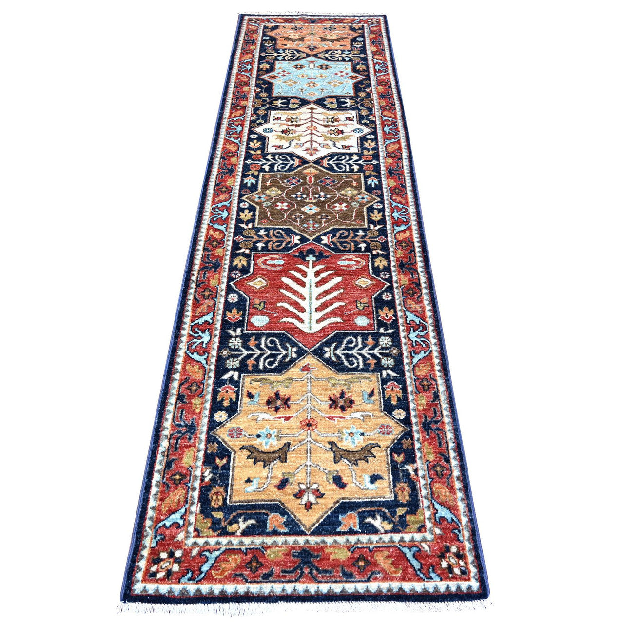 Red 2'7" x 9'8" Oushak And Peshawar Harvard Crimson Hand knotted Wool Rug - Sku: O088408