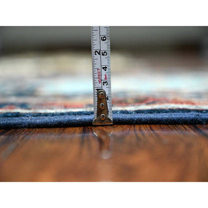 Oushak And Peshawar Wool Hand Knotted Rug Blue Harvard Crimson Red 2.7X9.8 -O088408