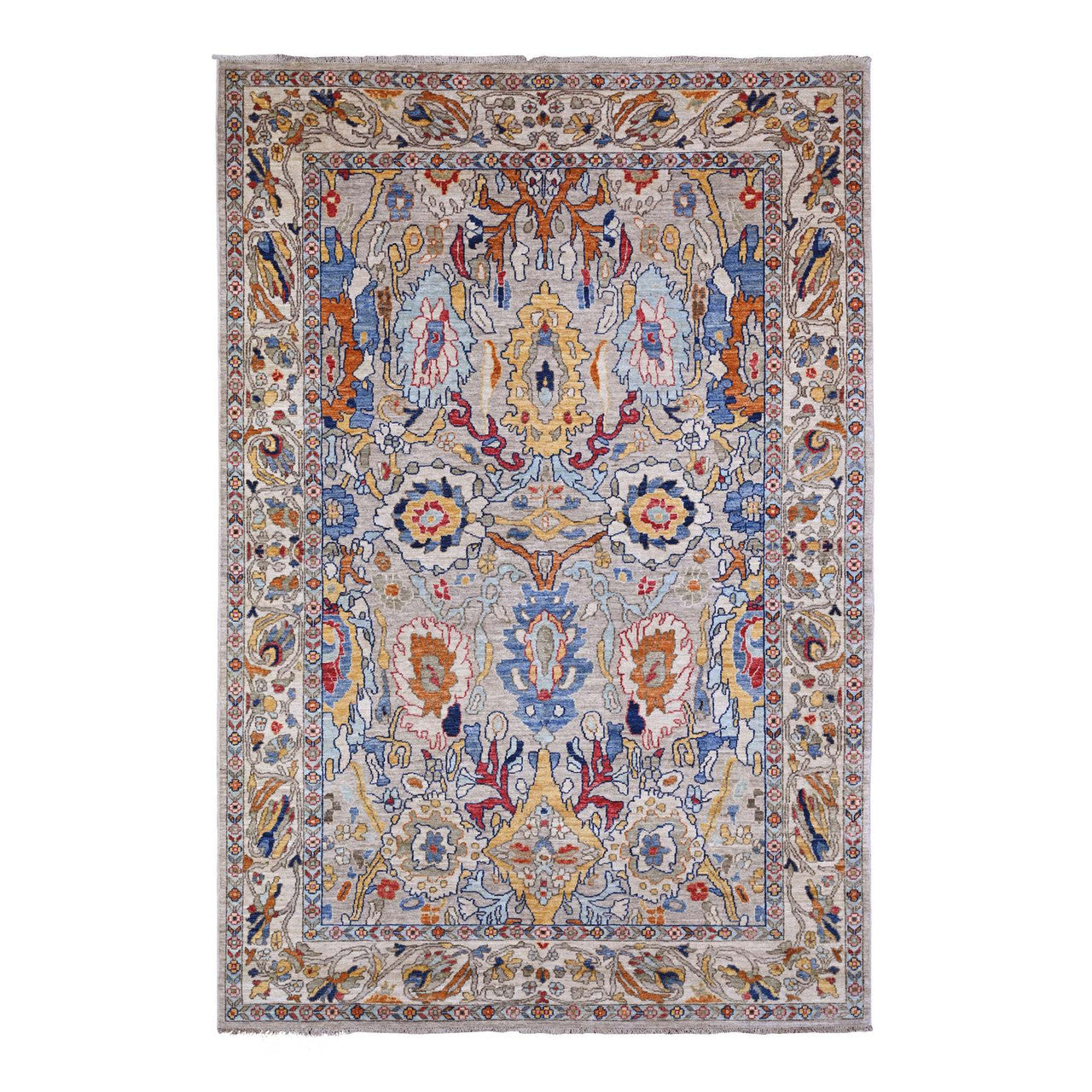 Gray 6'0" x 8'9" Oushak And Peshawar Hand knotted Wool Rug - Sku: O088411