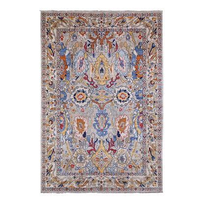 Oushak And Peshawar Wool Hand Knotted Rug Grey Gray 6.0X8.9 -O088411