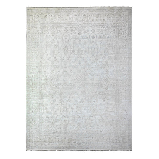 Oushak And Peshawar Wool Hand Knotted Rug Grey Gray 8.8X12.0 -O088412