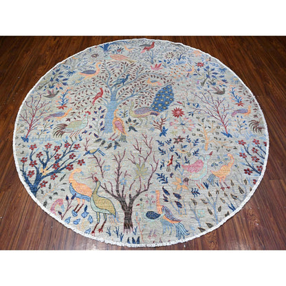 Oushak And Peshawar Wool Hand Knotted Rug Grey No Border 8.1X8.2 -O088413