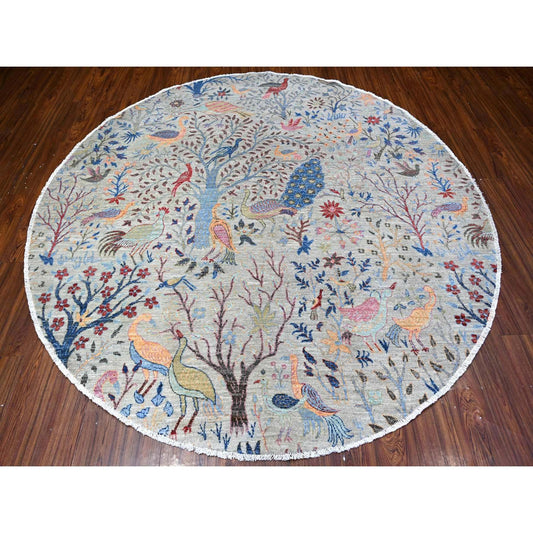 Oushak And Peshawar Wool Hand Knotted Rug Grey No Border 8.1X8.2 -O088413
