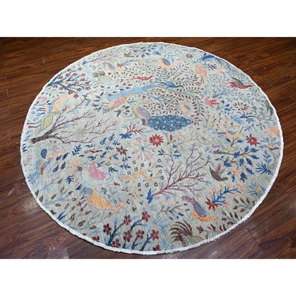 Oushak And Peshawar Wool Hand Knotted Rug Grey No Border 8.1X8.2 -O088413