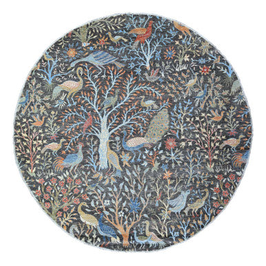 Oushak And Peshawar Wool Hand Knotted Rug Grey No Border 7.11X8.2 -O088414