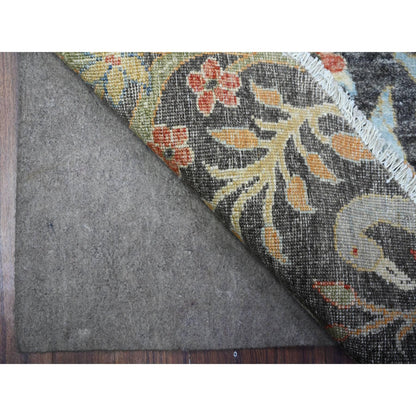 Oushak And Peshawar Wool Hand Knotted Rug Grey No Border 7.11X8.2 -O088414