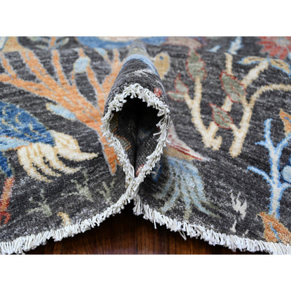 Oushak And Peshawar Wool Hand Knotted Rug Grey No Border 7.11X8.2 -O088414