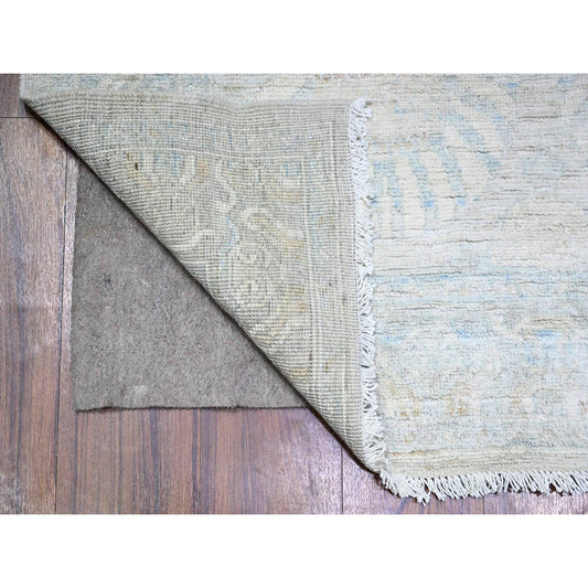 Oushak And Peshawar Wool Hand Knotted Rug Grey Gray 3.8X15.0 -O088419