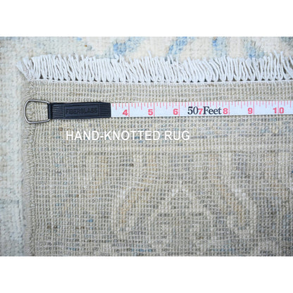 Oushak And Peshawar Wool Hand Knotted Rug Grey Gray 3.8X15.0 -O088419