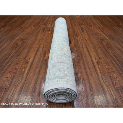 Oushak And Peshawar Wool Hand Knotted Rug Grey Gray 4.1X9.9 -O088421