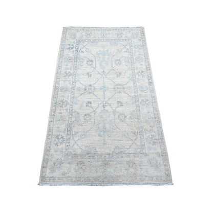 Oushak And Peshawar Wool Hand Knotted Rug Grey Gray 2.10X5.0 -O088422