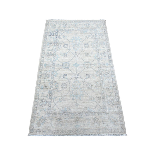 Oushak And Peshawar Wool Hand Knotted Rug Grey Gray 2.10X5.0 -O088422