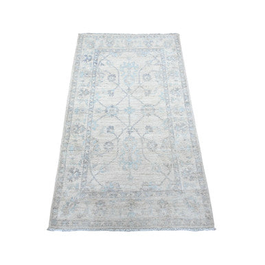 Oushak And Peshawar Wool Hand Knotted Rug Grey Gray 2.10X5.0 -O088422