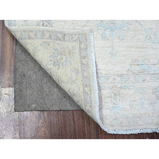 Oushak And Peshawar Wool Hand Knotted Rug Grey Gray 2.10X5.0 -O088422