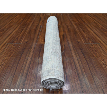 Oushak And Peshawar Wool Hand Knotted Rug Grey Gray 2.10X5.0 -O088422