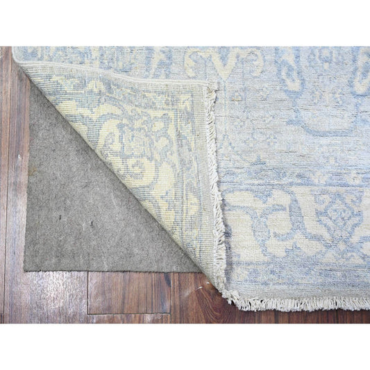 Oushak And Peshawar Wool Hand Knotted Rug Blue Beige 4.0X6.0 -O088423