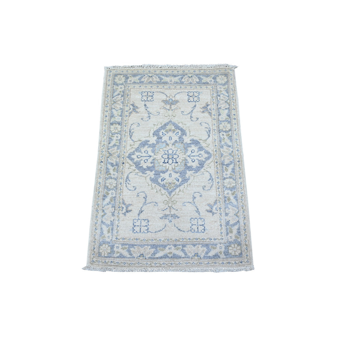 Ivory 1'10" x 3'0" Oushak And Peshawar Hand knotted Wool Rug - Sku: O088424
