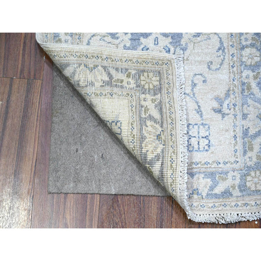 Oushak And Peshawar Wool Hand Knotted Rug Ivory Blue 1.10X3.0 -O088424