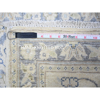 Oushak And Peshawar Wool Hand Knotted Rug Ivory Blue 1.10X3.0 -O088424