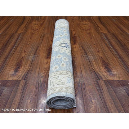 Oushak And Peshawar Wool Hand Knotted Rug Blue Ivory 2.1X3.0 -O088428
