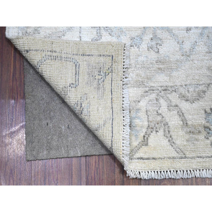 Oushak And Peshawar Wool Hand Knotted Rug Ivory Ivory 4.0X16.1 -O088436