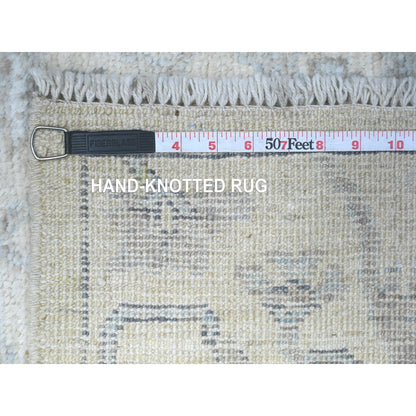 Oushak And Peshawar Wool Hand Knotted Rug Ivory Ivory 4.0X16.1 -O088436