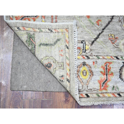 Oushak And Peshawar Wool Hand Knotted Rug Grey Gray 4.1X9.6 -O088437