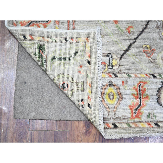 Oushak And Peshawar Wool Hand Knotted Rug Grey Gray 4.1X9.6 -O088437