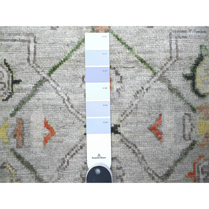 Oushak And Peshawar Wool Hand Knotted Rug Grey Gray 4.1X9.6 -O088437