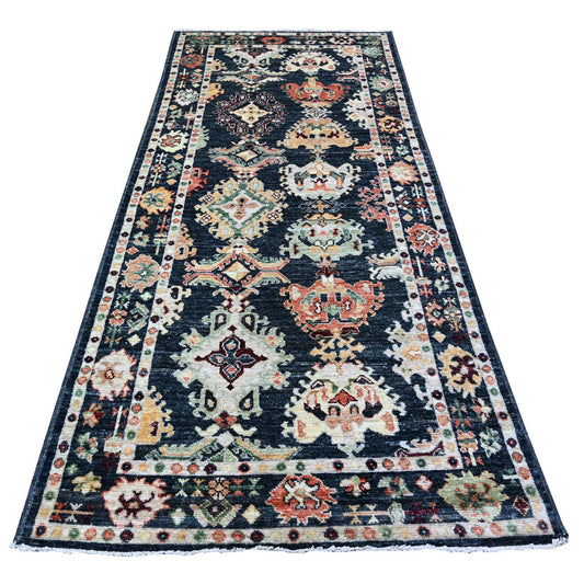 Oushak And Peshawar Wool Hand Knotted Rug Black Black 4.3X9.7 -O088438