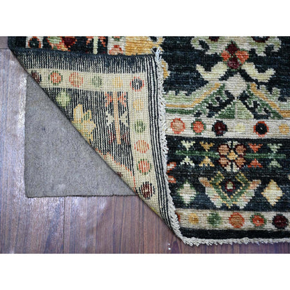 Oushak And Peshawar Wool Hand Knotted Rug Black Black 4.3X9.7 -O088438