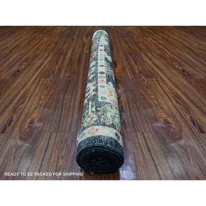 Oushak And Peshawar Wool Hand Knotted Rug Black Black 4.3X9.7 -O088438