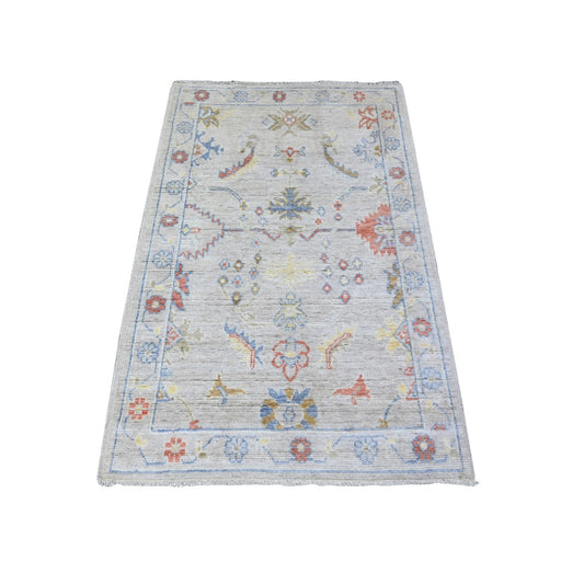 Oushak And Peshawar Wool Hand Knotted Rug Grey Gray 3.1X4.10 -O088446