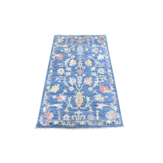 Oushak And Peshawar Wool Hand Knotted Rug Blue Blue 3.0X4.9 -O088447